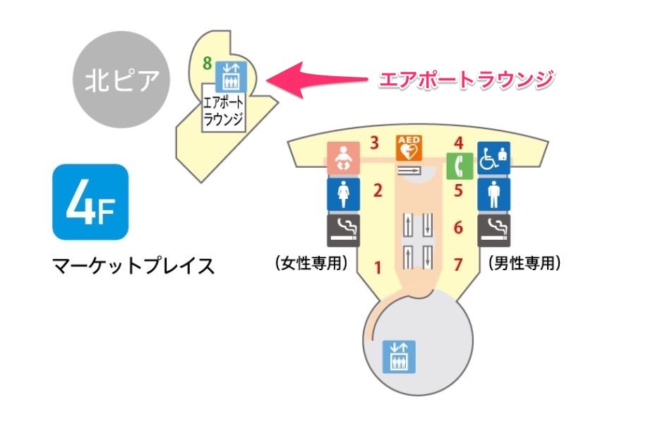 羽田空港国内線第2ターミナルの空港マップ4F